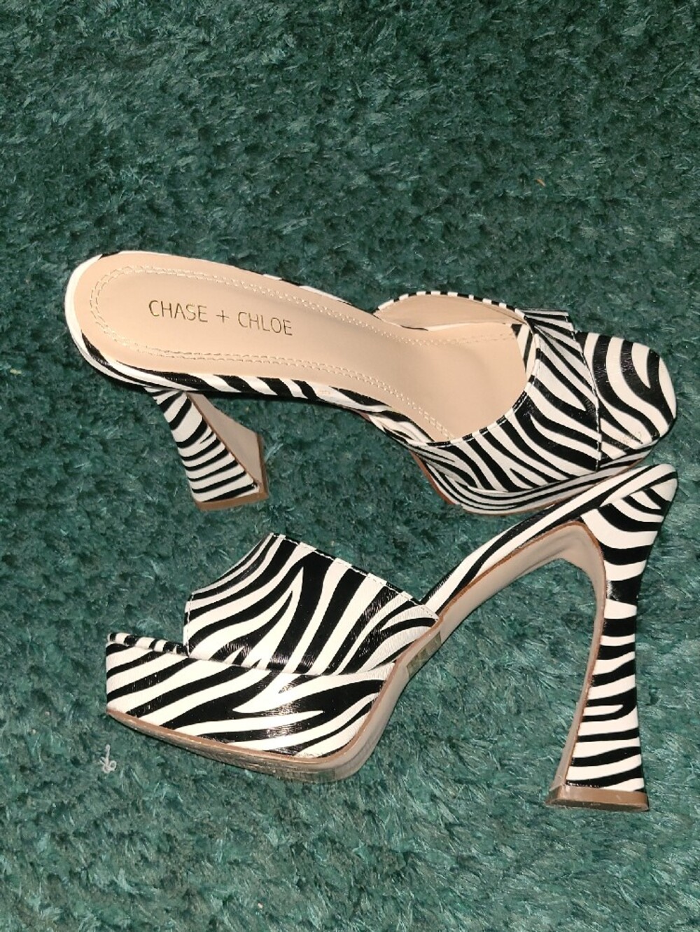 Chase + Chloe Zebra-Print Platform Heel - Black & White - Picture 2 of 4